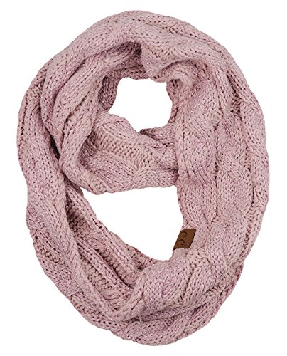 NYFASHION101 Soft Winter Warm Chunky Knit Cowl Infinity Loop Scarf, Rose Metallic