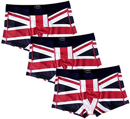 Goldatila Men's Boxer Shorts (Pack of 3 or1) Flag Print Fitted Trunks Mens Cotton Underwear Size M-2XL