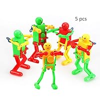 HanYoer Colorful Spring Wind-up Dancer Dancing Walking Robot Toy for Baby Kid Children,Robot Buddies for Kids Role Playing, Robots Theme Party Activity(5 pcs)