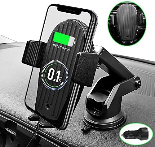 Wireless Car Charger Mount, Auto Clamping Phone,Infrared induction。10W Fast Charging,Qi Car Phone Holder Air Vent Dash Board Windshield,Compatible iPhone X/Xs Max/XR/8 Plus,Samsung Galaxy S10+/S9+ /S8