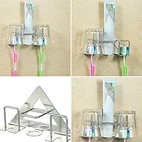Tzaao - Toothbrush Toothpaste Holders - A S Hanging No Drilling Stainless Steel Stable Practical Powerful Storage Rack Multi Use - Toothpaste Toothbrush Holders &