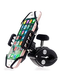 DHYSTAR Soporte universal para teléfono celular Soporte de montaje para manillares de música Micrófono de micrófono Soporte, Bicicleta estática, Bicicleta giratoria, Carrito, Carrito de golf supermercado, Andador para silla de ruedas, Se adapta a la may