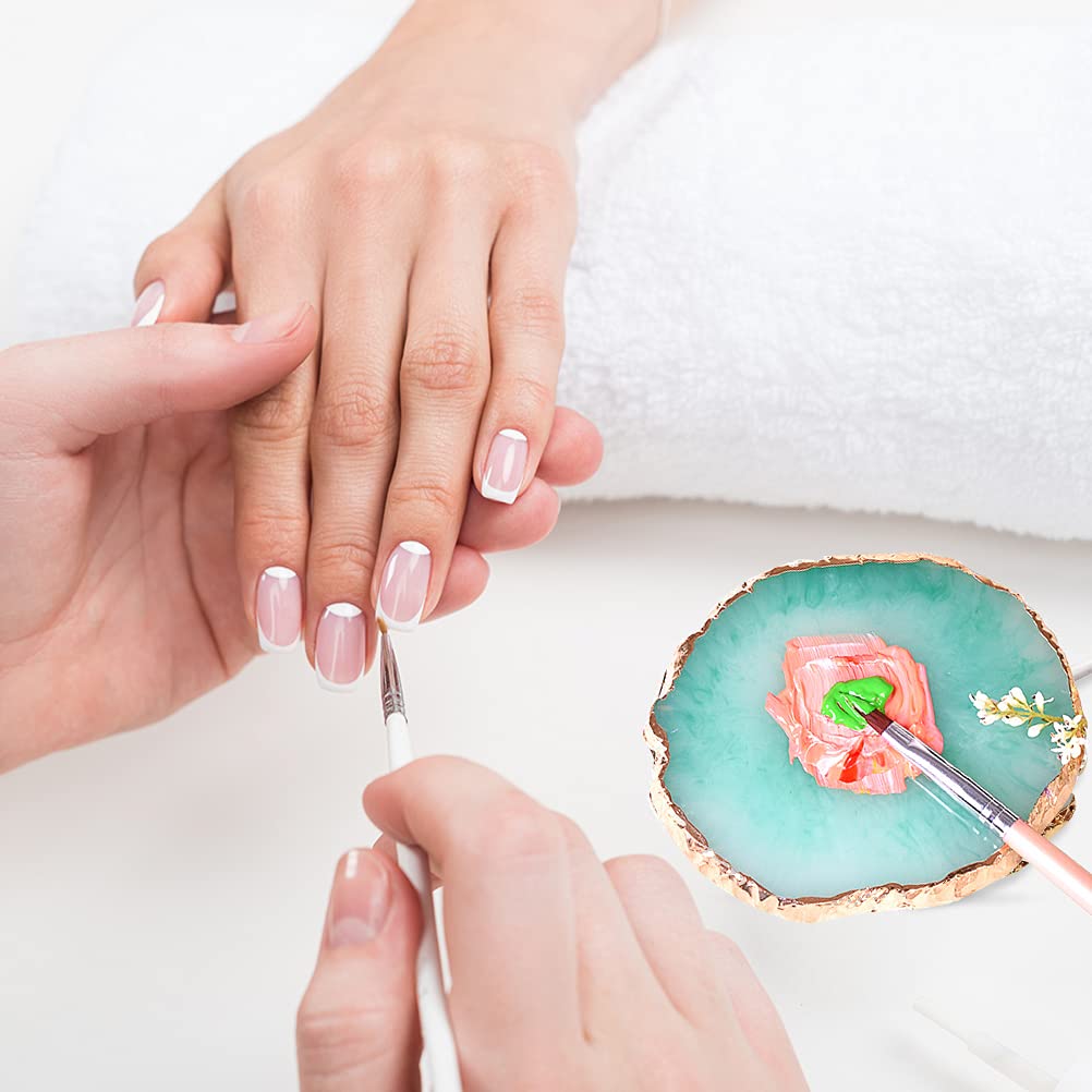 2 Pcs Resin Nail Art Palette, Nail Art Painting Palettes Gold Edge Nail Holder Nail Art Display Board - Image 5