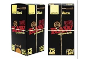 RAW Black 1 1/4 Backrolled Pre Roll Cones | 75 Cone Box
