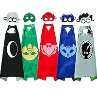 NuGeriAZ Halloween Costumes for Kids - Catboy Owlette Gekko Capes and Mask Superhero Capes for Kids (5 PCS)