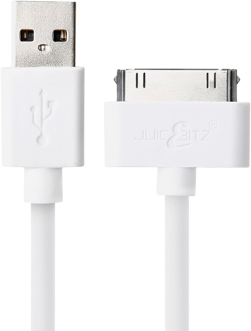 JuicEBitz 3m Super Core [20AWG Pure Copper] Fast Data & Charger Cable Lead for iPad 3 2 1, iPhone 4S 4, iPod - 1st to 6th Generation (3m, White)