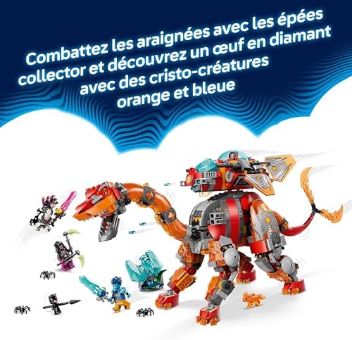 DREAMZzz 2-en1 Le Vaisseau-Dino - Figurine de Dinosaure se Transformant en Stégosaure avec Armure - 4 Minifigurines & 2 Cristo-Créatures Collector - Cadeau pour Garçon dès 9 Ans 71514