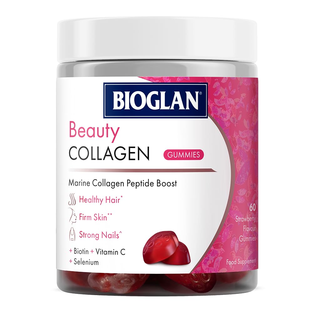 Bioglan Collagen Gummies | 1000mg | Hydrolysed Marine Collagen | Biotin | Selenium & Vitamin C | Strawberry Flavoured | 60 Gummies