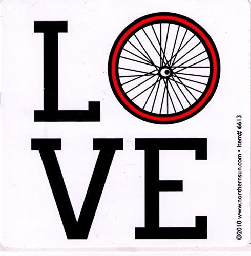 Love Bicycle Wheel - Bicycling Small Magnetic Bumper Sticker / Decal Magnet (3" X 3")