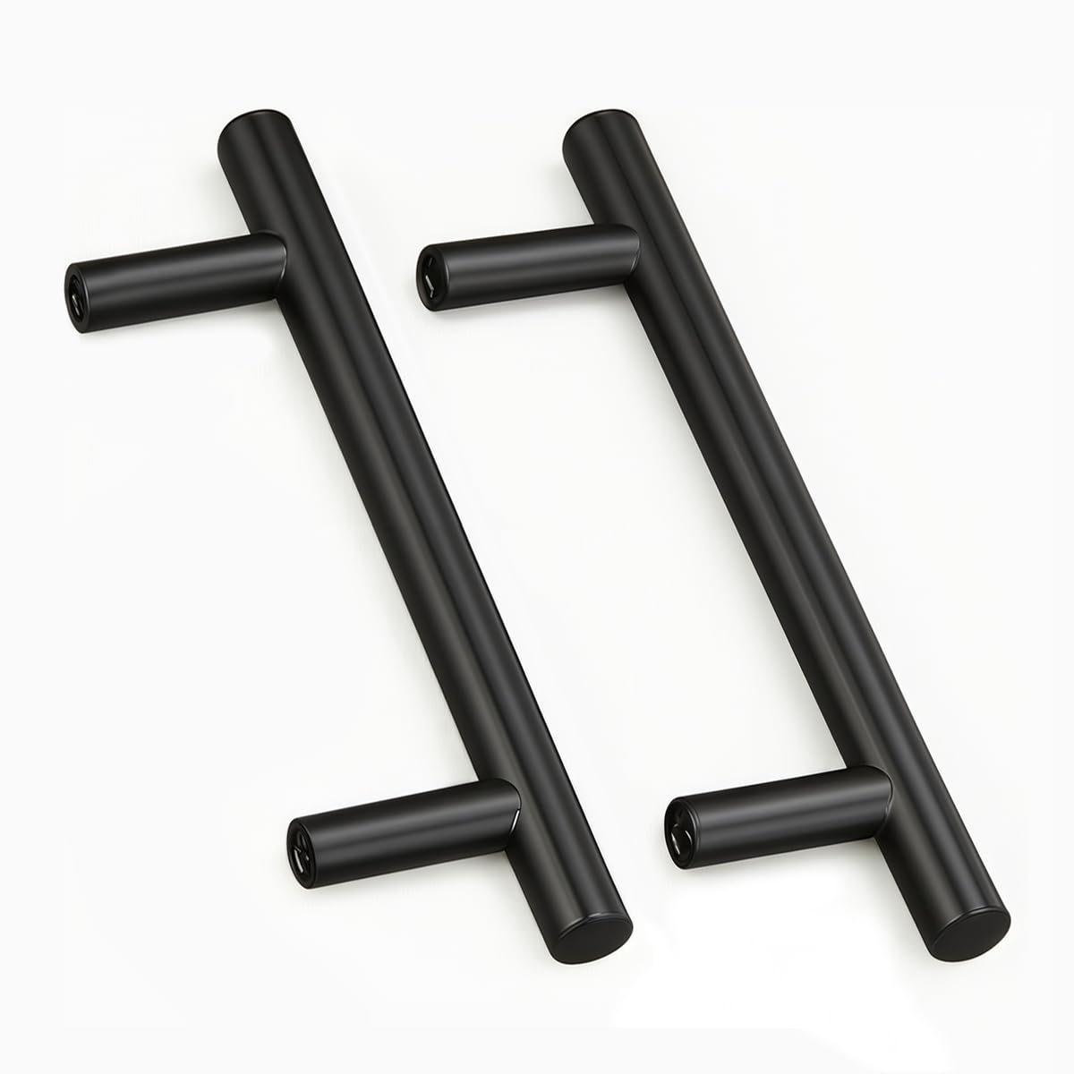 Drenky 2 Units Black Stainless Steel Door Knobs Pull Furniture Handle with Screws for Drawer Furniture Kitchen Kitchen Home Decorating, Hole to Hole Center Distance 128mm