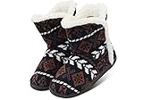 VLLY Women's Warm Plush Soft Indoor Slipper Slip on Boots US 9-10 Brown (FBA)