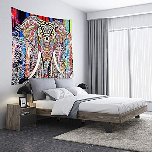 AITREASURE Watercolor Elephant Tapestry Wall Hanging Bohemian Psychedelic Wall Tapestry Mandala for Bedroom Living Room Dorms (Watercolor Elephant, 59\'\'×79\'\' )