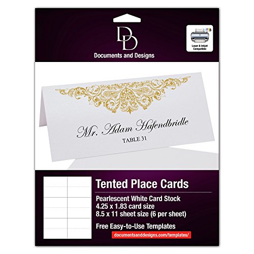 Documents and Designs Paisley Easy Print Place Cards, Gold, Set of 60 (10 Sheets)