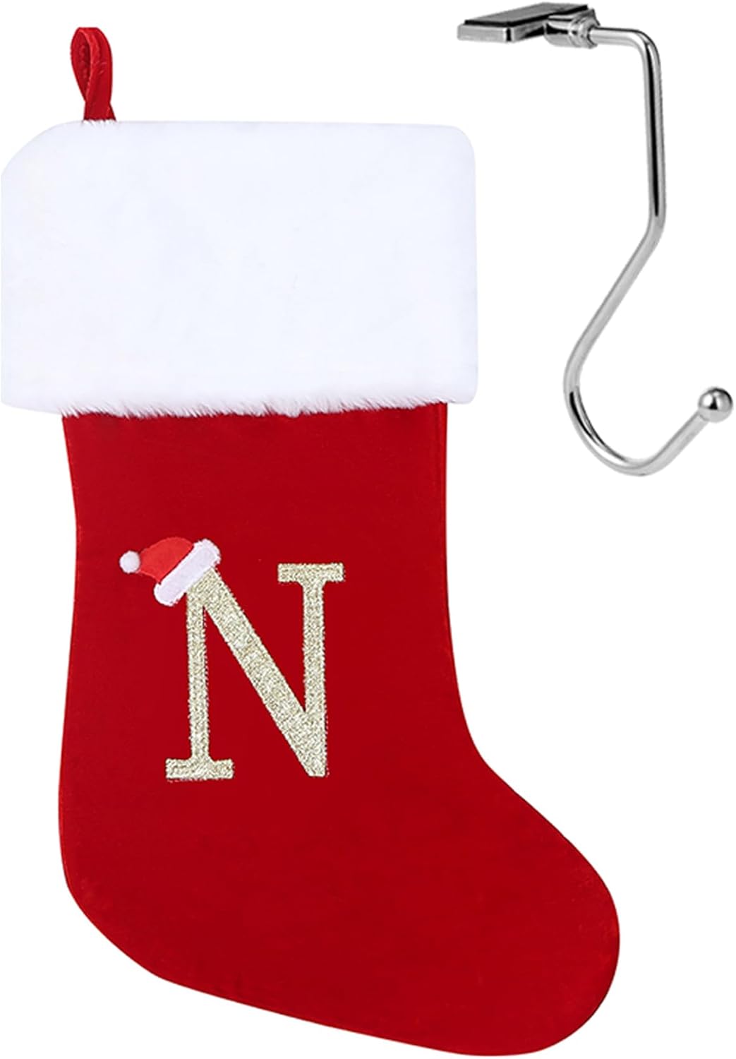 Stockings & Holders - infleesh 20 Inches Monogrammed Christmas Stockings with Letters,Super Soft Christmas Stockings Large Monogram Stockings Red Letter Stockings for Christmas Holiday Xmas Gift
