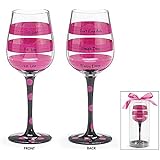 Hot Pink Black Polka and Stripe Fill Line Wine Glass Rough Day Don't Ask 12oz Gift