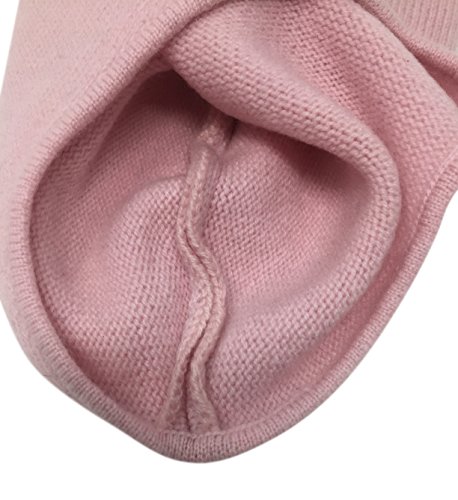 100% Cashmere Baby Hat For Boys & Girls Super Soft Light Weight Premium Knitted Headwear Balaclava Windproof Face And Ear Cover With Gift Bag (Pink)