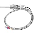 K-Type Temperature Sensor RTD Stainless Steel high Measuring precisionThermocouple Temperature Probe 1/2 NPT Detachable 3-Pin Connector with 2m / 6.6ft Cable