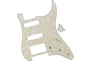 FLEOR 11 Holes HSS Pickguard ST Style Guitar Pickguard Pick Guard Scratchplate with Screws,4Ply Aged Pearl