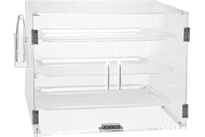 KOUWO Countertop Pastry Display Case with 3 Tray,Acrylic Bakery Case Display for Cookies,Cupcakes,Muffins,Mini Cake,Food,21"X17"X17",with Serving Tong (3 Tray Disply Case)