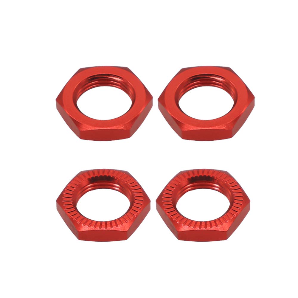 Aluminum Arrma Wheel Nut 17mm thread 1.0 for 1/7 Arrma 6s Notorious Kraton Outcast Typhon Talion Infraction Limitless Felony upgrades parts 4pcs/set (Red)