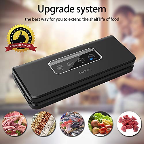 Vacuum Sealer Machine OUNUO Automatic Food Sealer Vacuum Sealing System For Food Preservation Starter Kit Dry & Moist Food Modes with 10 Sealer Bags