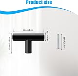 YSDMY 12 Pcs T Bar Cabinet Knobs Black 46mm Aluminum Alloy Drawer Pulls view 2