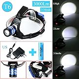Enjoydeal 3000Lm CREE XML T6 LED Rechargeable Zoom Headlamp HeadLight Blue US Charge
