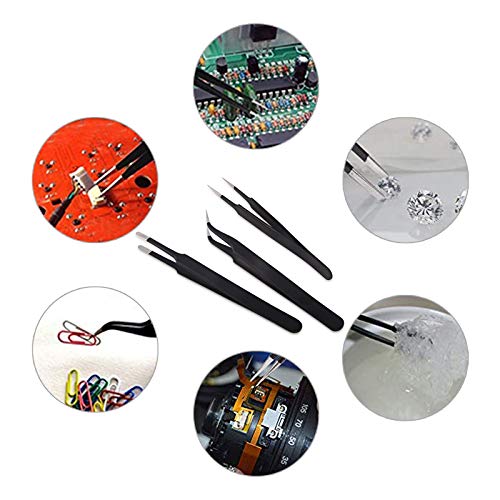 Winjun 3 Stück Edelstahl Professionell Präzision Pinzette DIY Tool Pinzetten Reparatur Werkzeug Kit für Industrie Elektronik Schmuckherstellung Laborarbeit Autofolie Kleben – Bild 5