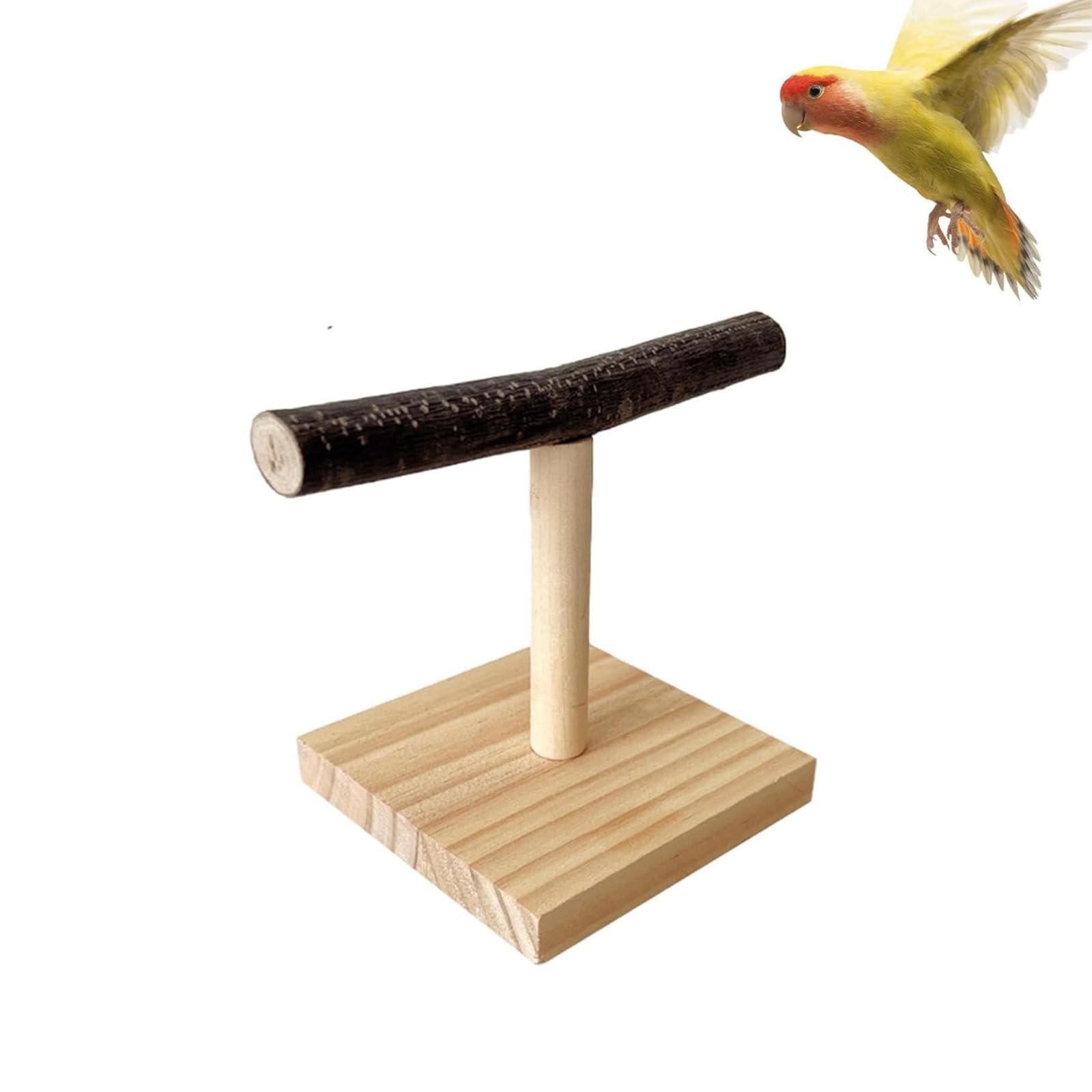 Bird Play Stands, Wooden Tabletop Parrot Perch Shelf, T Stand Parrot Perch Stand, Portable Bird Training Playground, Parrot T Perch, Easy to assemble, for Cockatiels, Conures, Parakeets, Finch