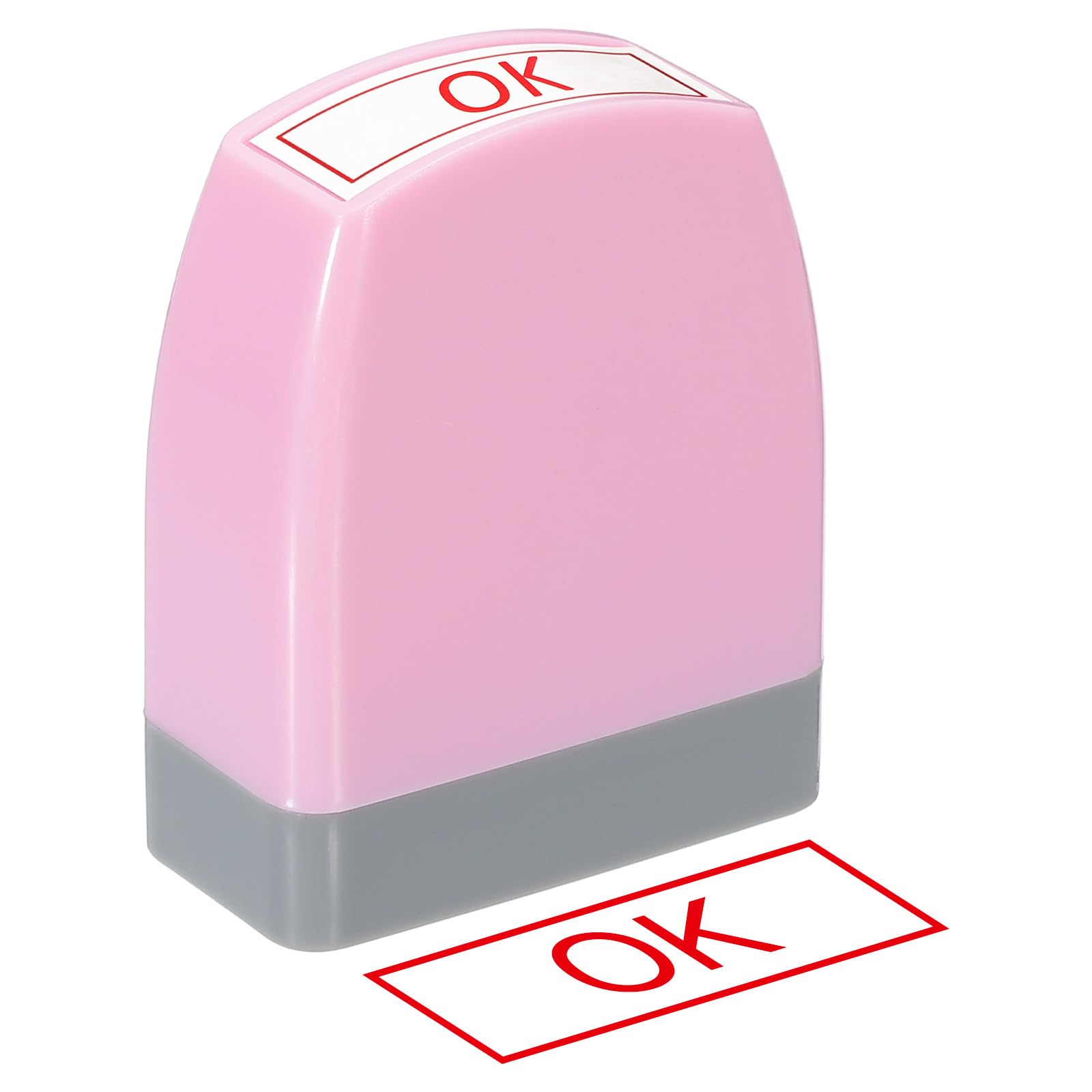 PATIKIL OK Notice Stamp Self Inking, Red Ink Office Stamps Pre Inked Message Stamp Refillable Business Stamp, Pink