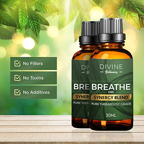 Divine Botanics Aromatherapy Breathe Essential Oil Synergy Blend for Portable Diffuser