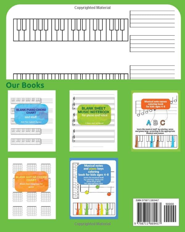Mua blank piano keyboard chord chart and double staff: blank piano ...