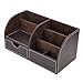 Oak Leaf Home Office Supplies Leather Desk Organizer 6 Compartment Storage Box with Drawer,Multi-function
