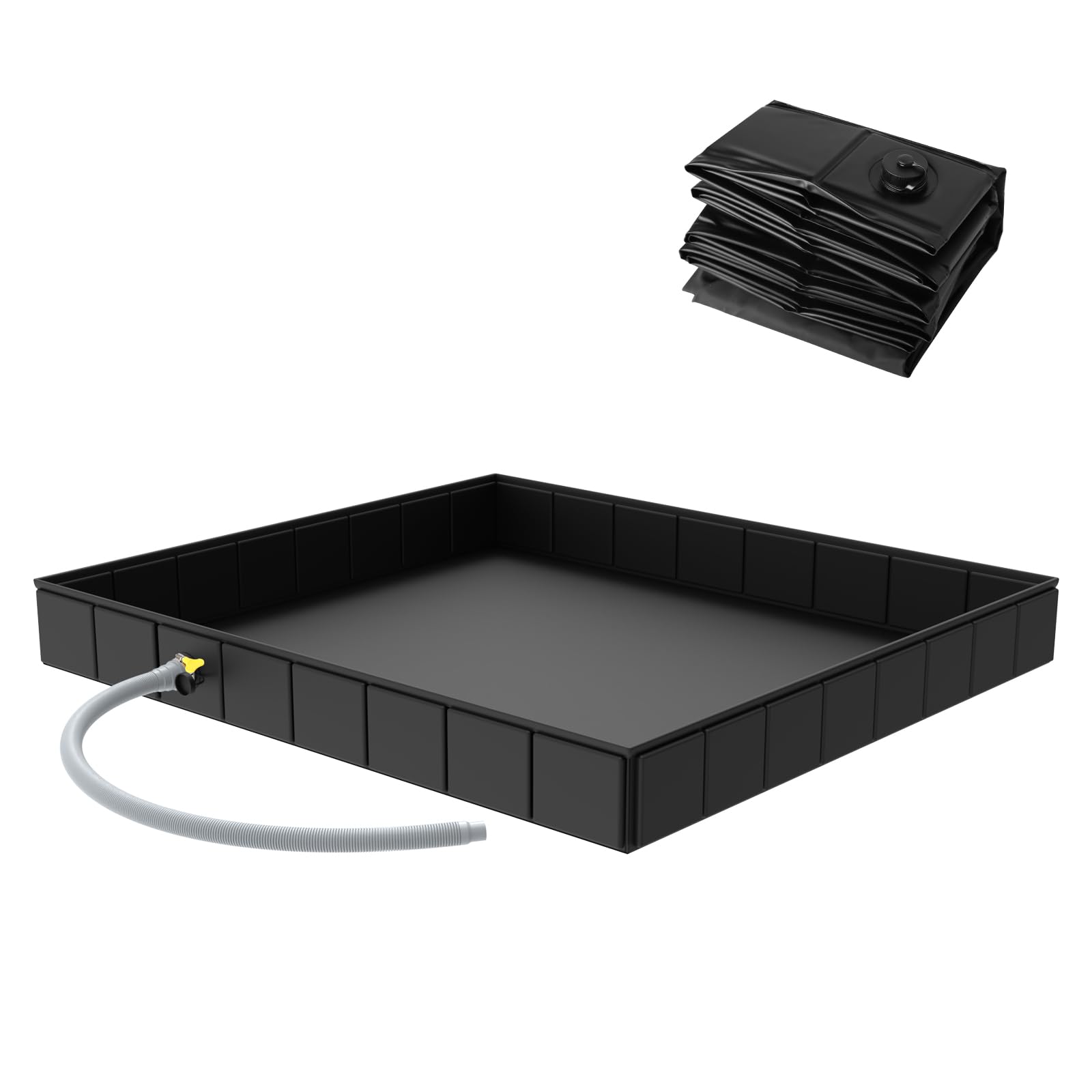 Zhwidnerso Foldable Shower Base, 104x104x13cm Large Portable Shower Pan with Drain Pipe, Camping Shower Base, Tent Shower Tray Awning Base for Indoor Outdoor Camping, Pet Shower Bathing Tray