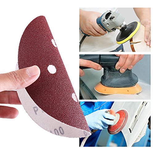 Sanding Disc 80 Grit Sandpaper - LotFancy Hook and Loop 6in 6 Holes Random Orbit Sander Paper, Pack of 90