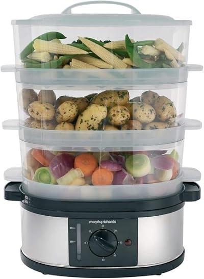 Morphy Richards 3 Tier Food Steamer 9L 60min Timer Stainless