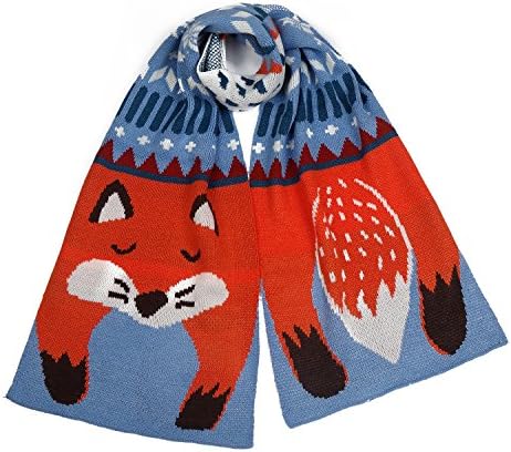 Cozy Design Women's Winter Knitted Scarf with Fox Pattern