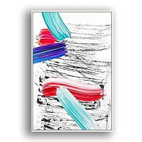Framed Canvas Wall Art for Living Room, Bedroom Colored Brush Canvas Prints for Modern Home Decoration Ready to Hang - 16"x24" inches