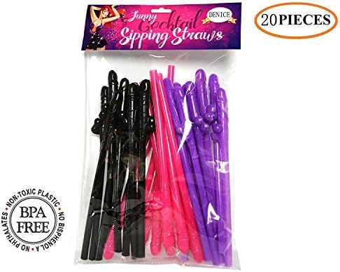 Bachelorette Party Straws Bachelorette Bridal Party Supplies or Hen Party Drinking Sipping Straw Bride to be Party with Pink, Purple and Black Plastic Fun Decoration Straws