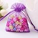 Wudygirl 100pcs Sheer Organza Bag 4X6 with Drawstring Jewelry Pouches Bags for Party Wedding Favor Candy Seashell Gift Bags (Purple 4x6)