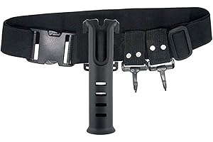 BigTron Fishing Belt Rod Holder with Adjustable Fishing Wader Belt （Black）