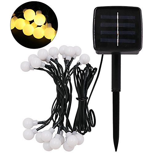 XUNATA 39.6ft Solar Powered LED String Lights Flexible Waterproof 100 LEDs White Ball Lights for Indoor Outdoor Home Patio Lawn Garden Party Holiday Decorations(Warm White)