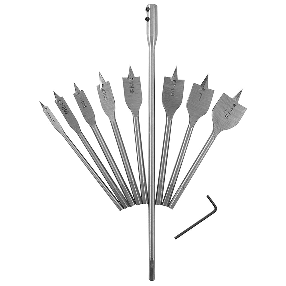 Dekton 6pc Flat Wood Drill Set-precision Machined Bits For Accurate Wood Drilling | For Use With An Electric Drill | For Cutting Straight Or Angled Holes In Hardwood, Cross Grain And Laminated Panels