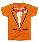 DirtyRagz Men's Orange Vintage Tie Tuxedo Tux T Shirt