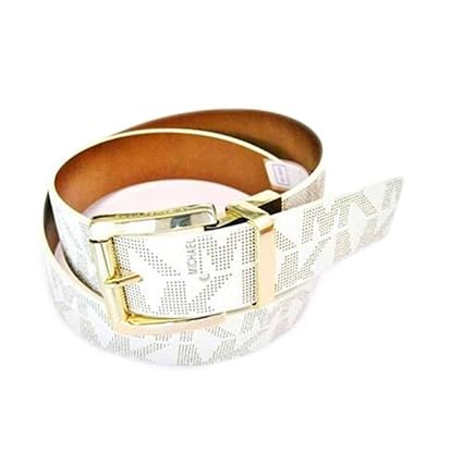 Michael Kors Gürtel weiß-braun Größe XL, 110 cm lang, 3 cm breit *Reversible* Wendegürtel MK Logo eingeprägt, Damen