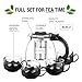 Hashtagg Tea Set – Stylish Glass Teapot with Removable Stainless Steel Infuser + 4 Cups – Strong Plastic Handle & Lid for Comfortable and Safe Use – 1200ml (40.6oz)