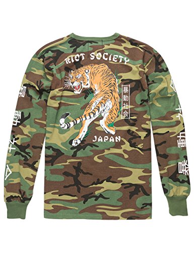 RIOT SOCIETY Tiger Camo T-Shirt, Camo Green, Large