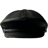 Men's Leather Newsboy Cap Cabbie Beret Real Leather Flat Hat Vintage Style Ascot Hat