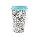 DCI Color Joy Adult Coloring Products, I Am Not A Paper Cup, Custom Travel Coffee Mug, Blue Lid, 12oz Capacity, Geo Spheres Design, White, Ceramic, Spill-Proof