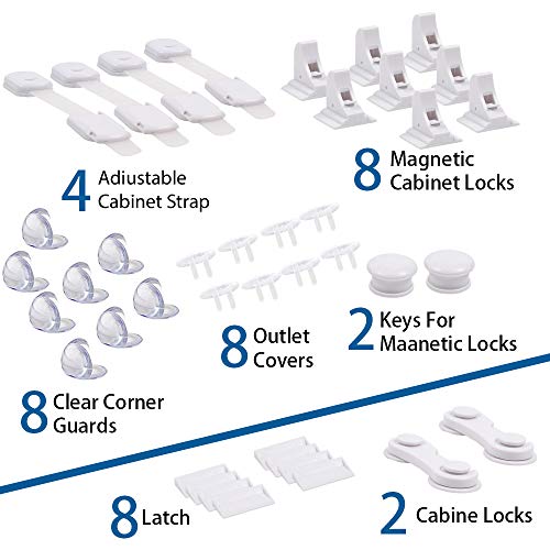 Mookis Baby Proofing Kit Child Safety Set Magnetic Cabinet Lock Corner Guards & Outlet Covers Child Safety Locks 34 Pcs - Thumbnail 7